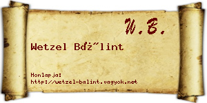 Wetzel Bálint névjegykártya